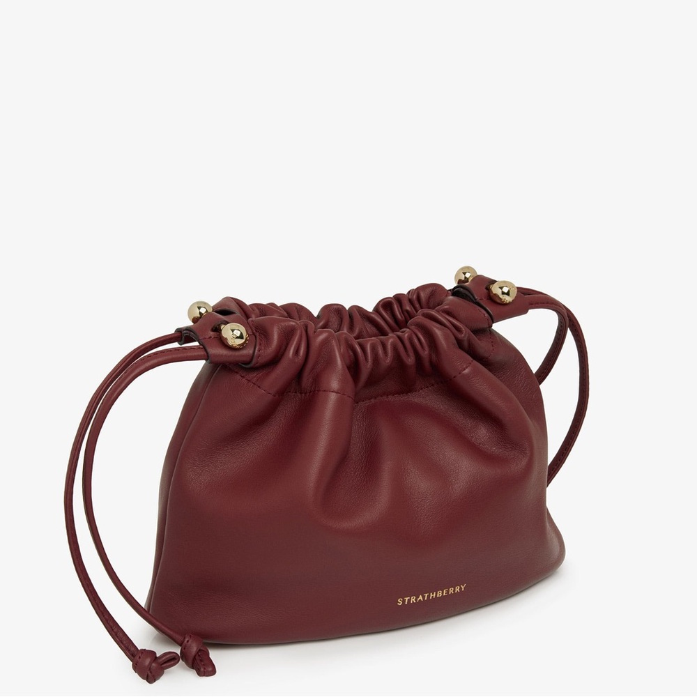 Strathberry Charlotte Drawstring Crossbody in Oxblood